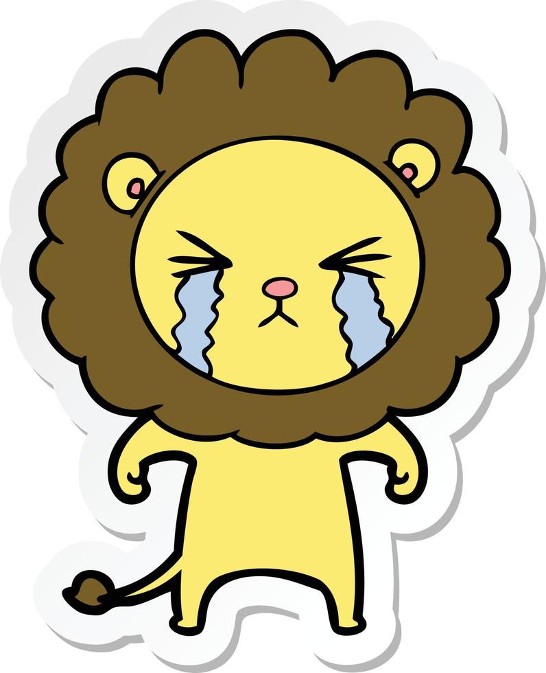 autocollant d'un lion qui pleure de dessin animé vecteur