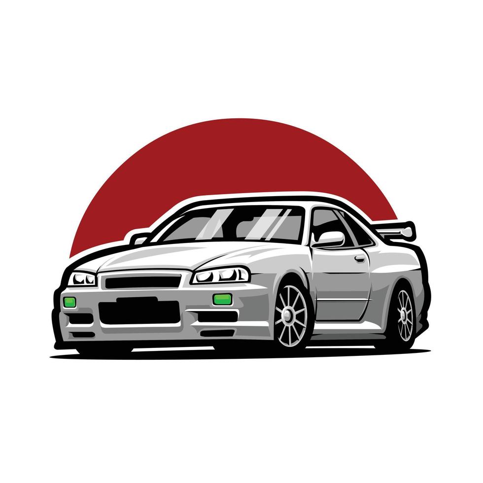 illustration vectorielle de voiture de sport jdm japonaise isolée. meilleur pour la conception de t-shirts automobiles vecteur