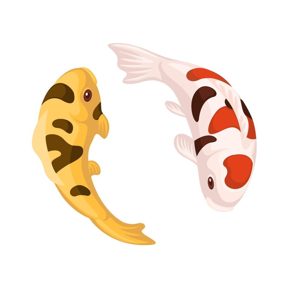 vecteur d'illustration de dessin animé d'espèces de poissons exotiques koi