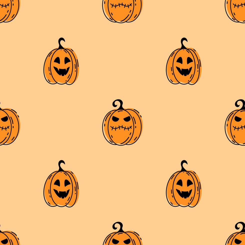 modèle sans couture de citrouille de dessin animé halloween. illustration vectorielle vecteur