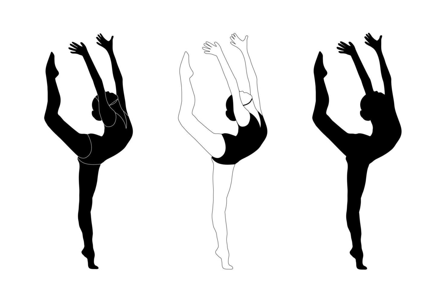 gymnaste design plat, illustration de silhouette de fille de gym. gymnastique. vecteur isolé