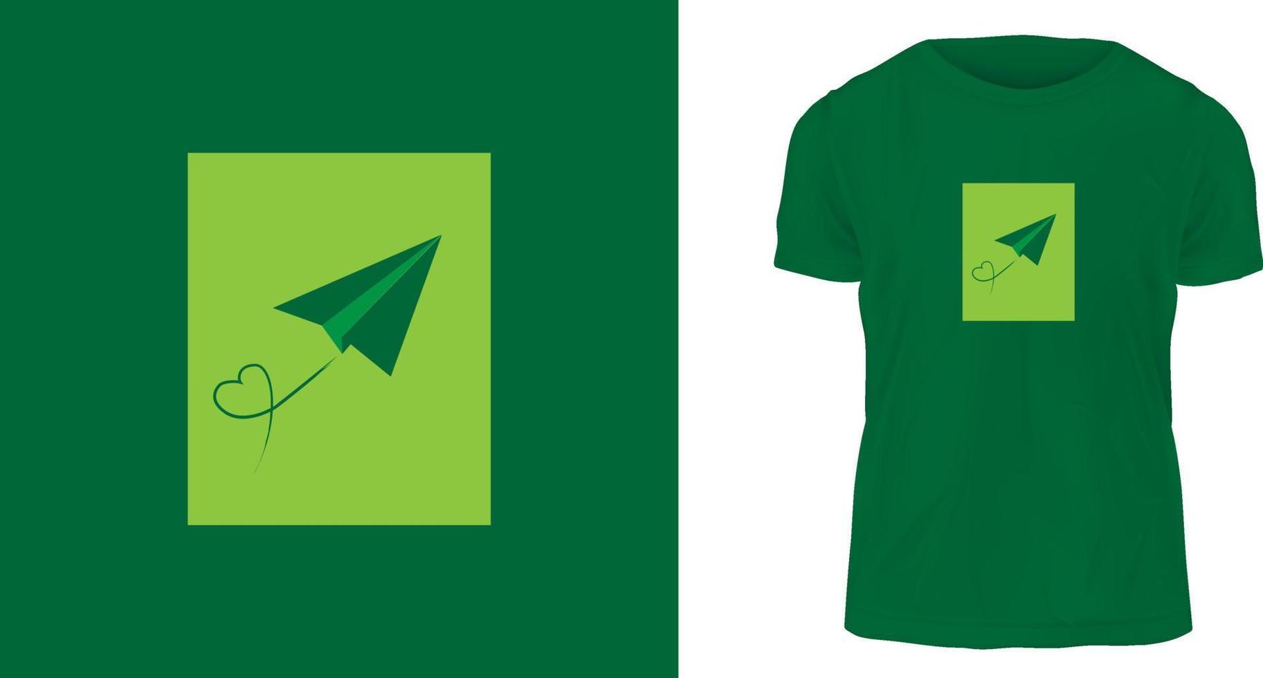 concept de design de t-shirt, avion en papier vecteur