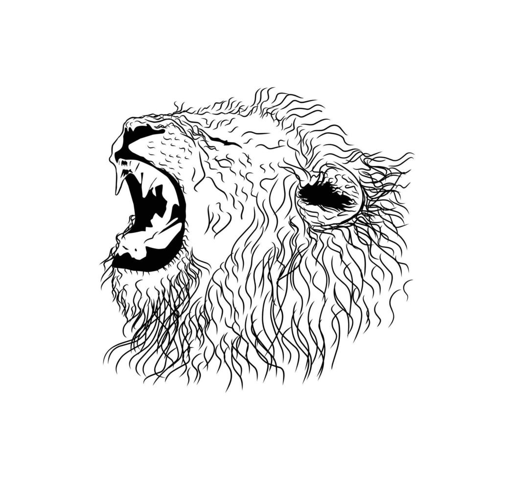 illustration d'art de ligne de lion. croquis de vecteur. vecteur