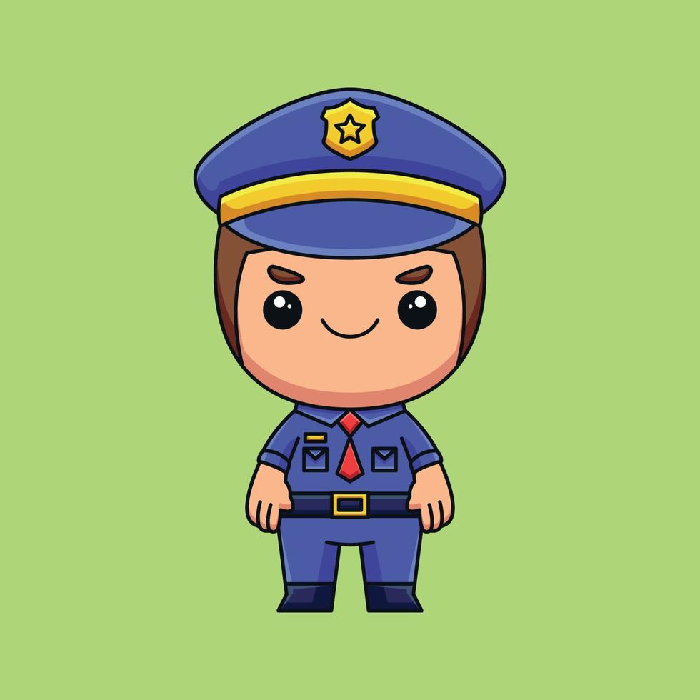 mignon police dessin animé doodle dessinés à la main concept vecteur kawaii icône illustration