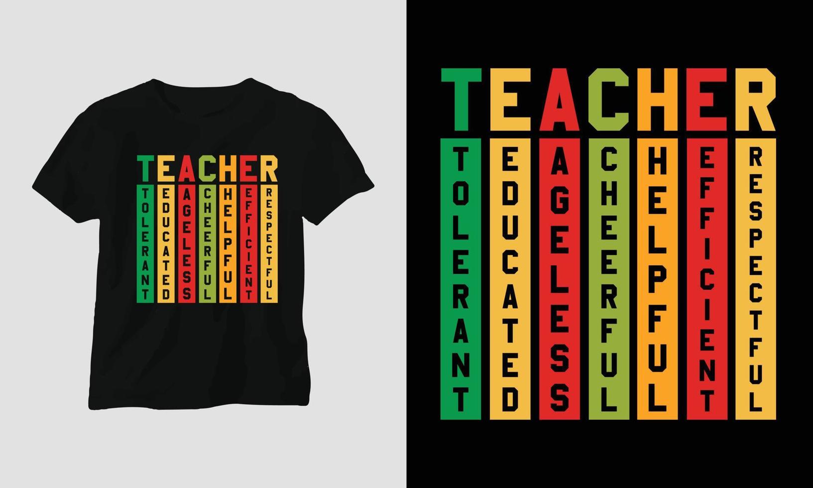 conception de t-shirt de la journée des enseignants vecteur