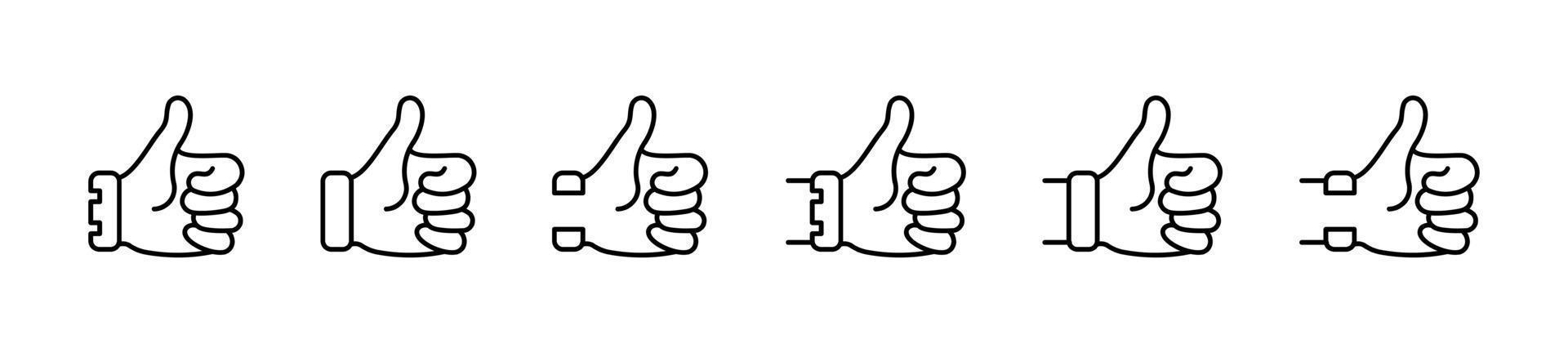 jeu d'icônes de pouce vers le haut, comme signe, comme symbole, signe de symbole de doigt vers le haut isolé sur fond blanc - illustration vectorielle vecteur