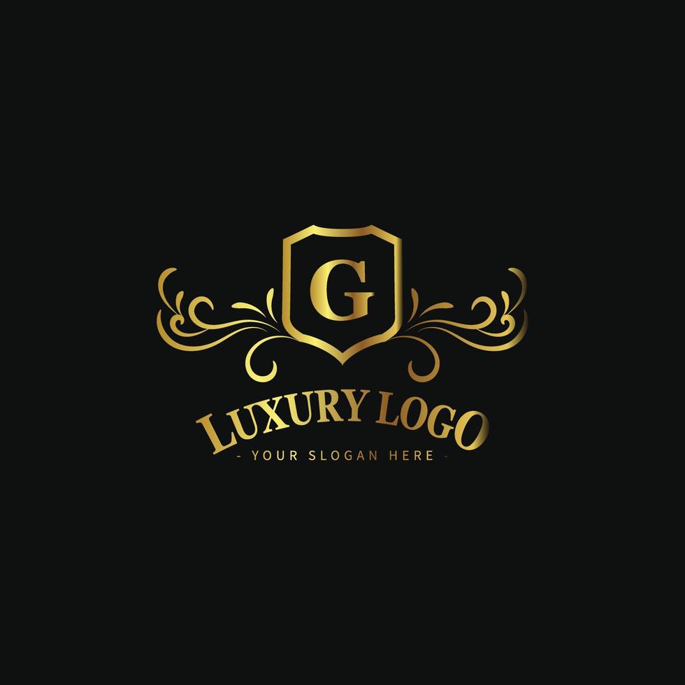 modèle de logo de luxe pour la marque de boutique de mode, d'hôtel ou de restaurant vecteur