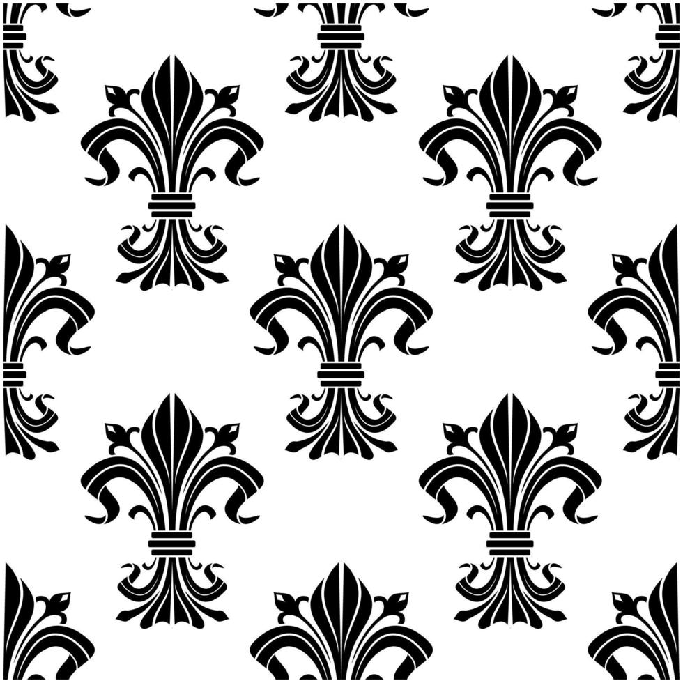 modèle sans couture de fleurs de fleur de lys noires vecteur