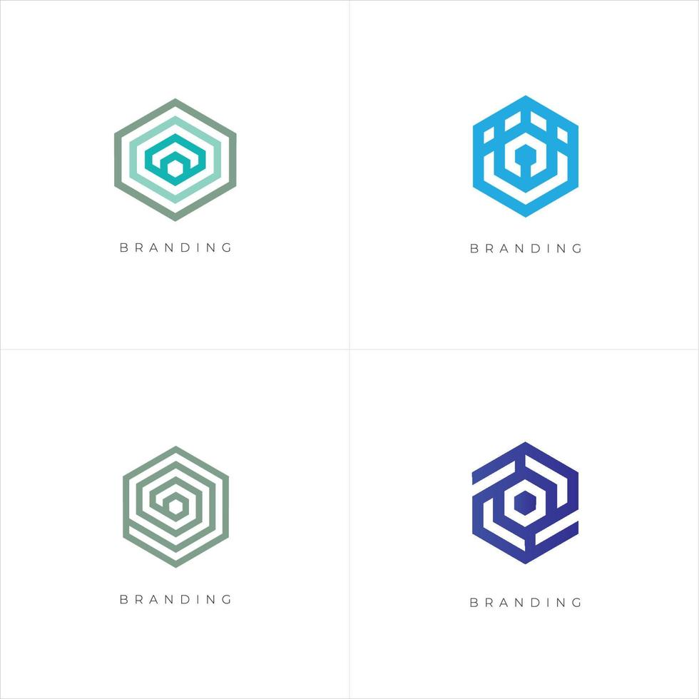 Hexagone commerce marketing commerce réseau concept de logo vectoriel