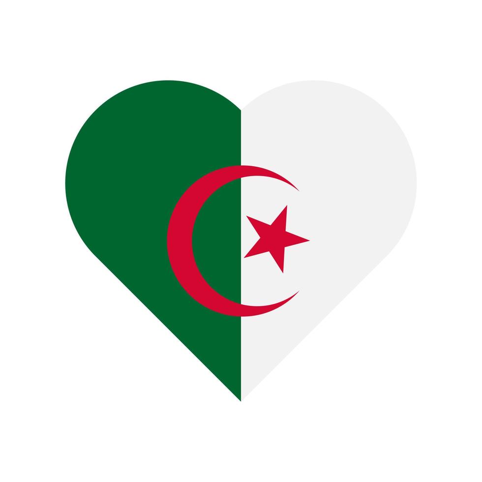 coeur de drapeau vecteur algérie isolé sur fond blanc