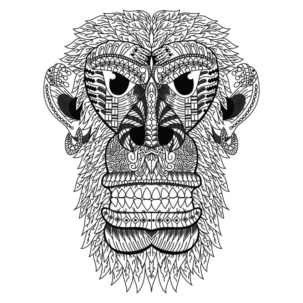 dessin au trait tête de singe vecteur