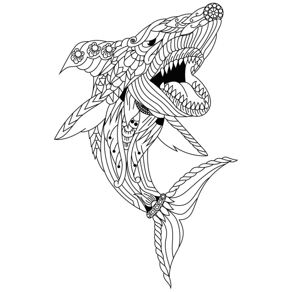 dessin au trait de requin vecteur