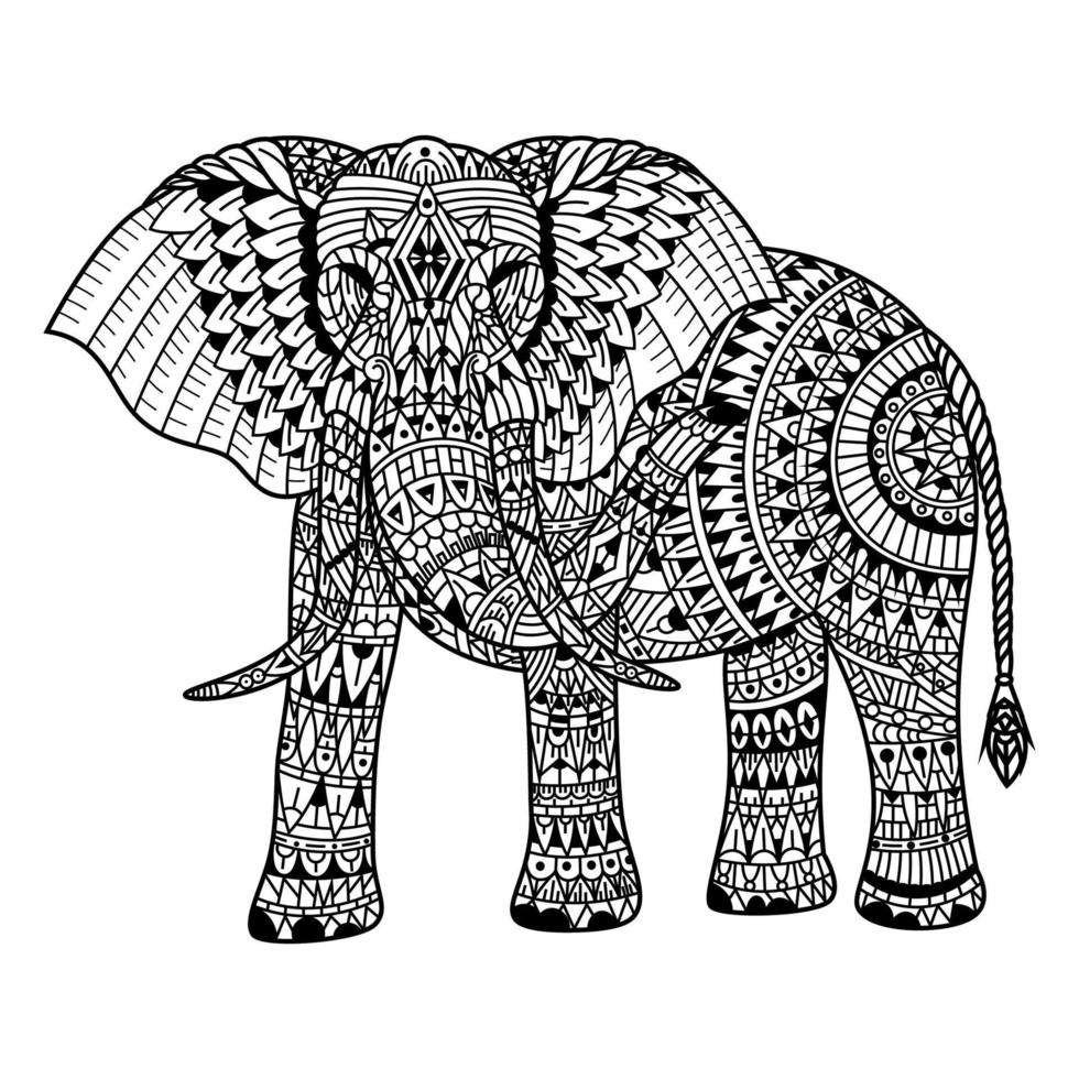 dessin au trait d'éléphant vecteur