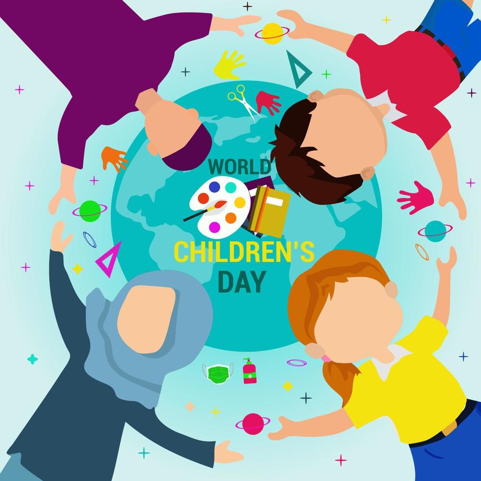 concept de journée mondiale des enfants dessinés à la main. illustration vectorielle vecteur