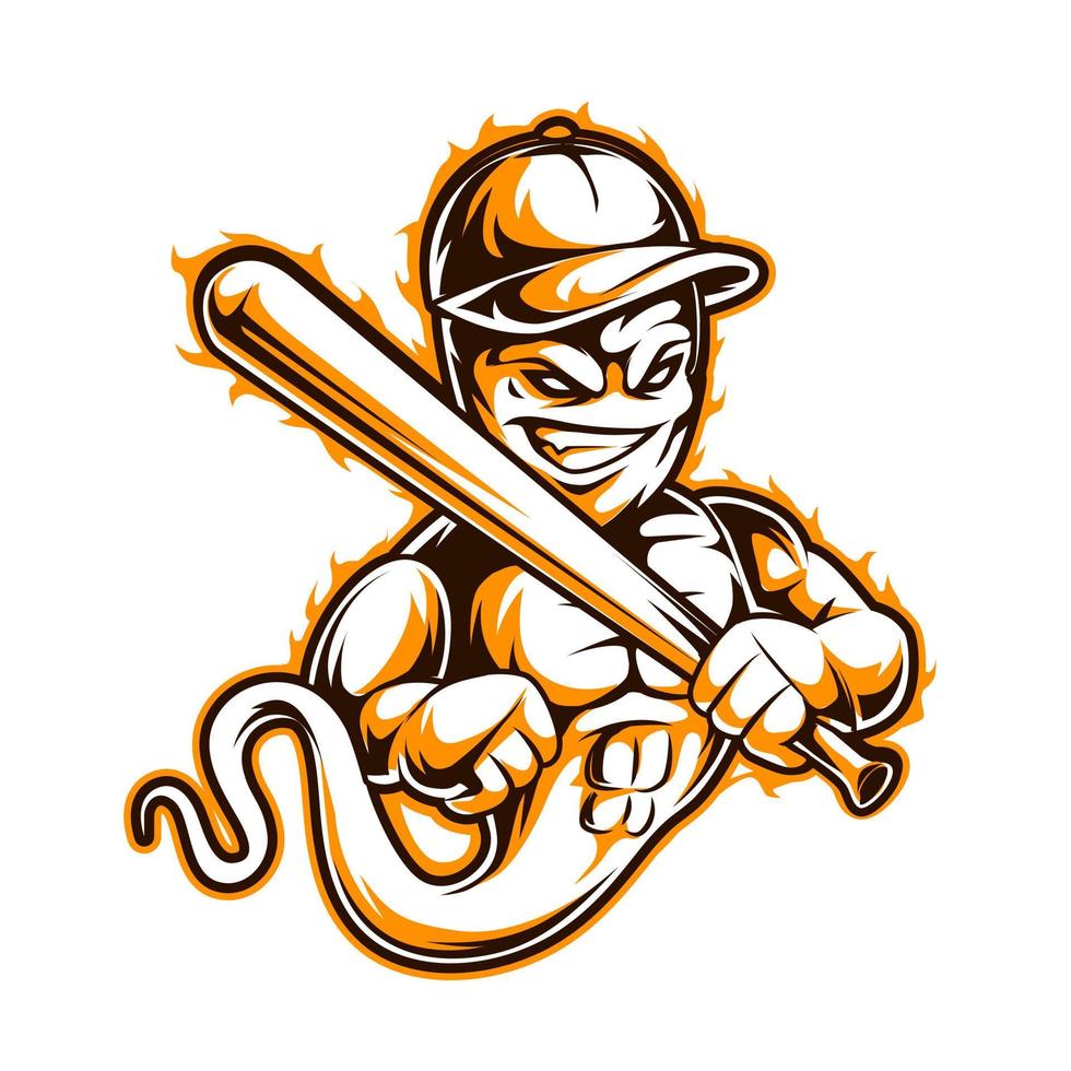 illustration de logo de mascotte de baseball fantôme fantasmagorique vecteur