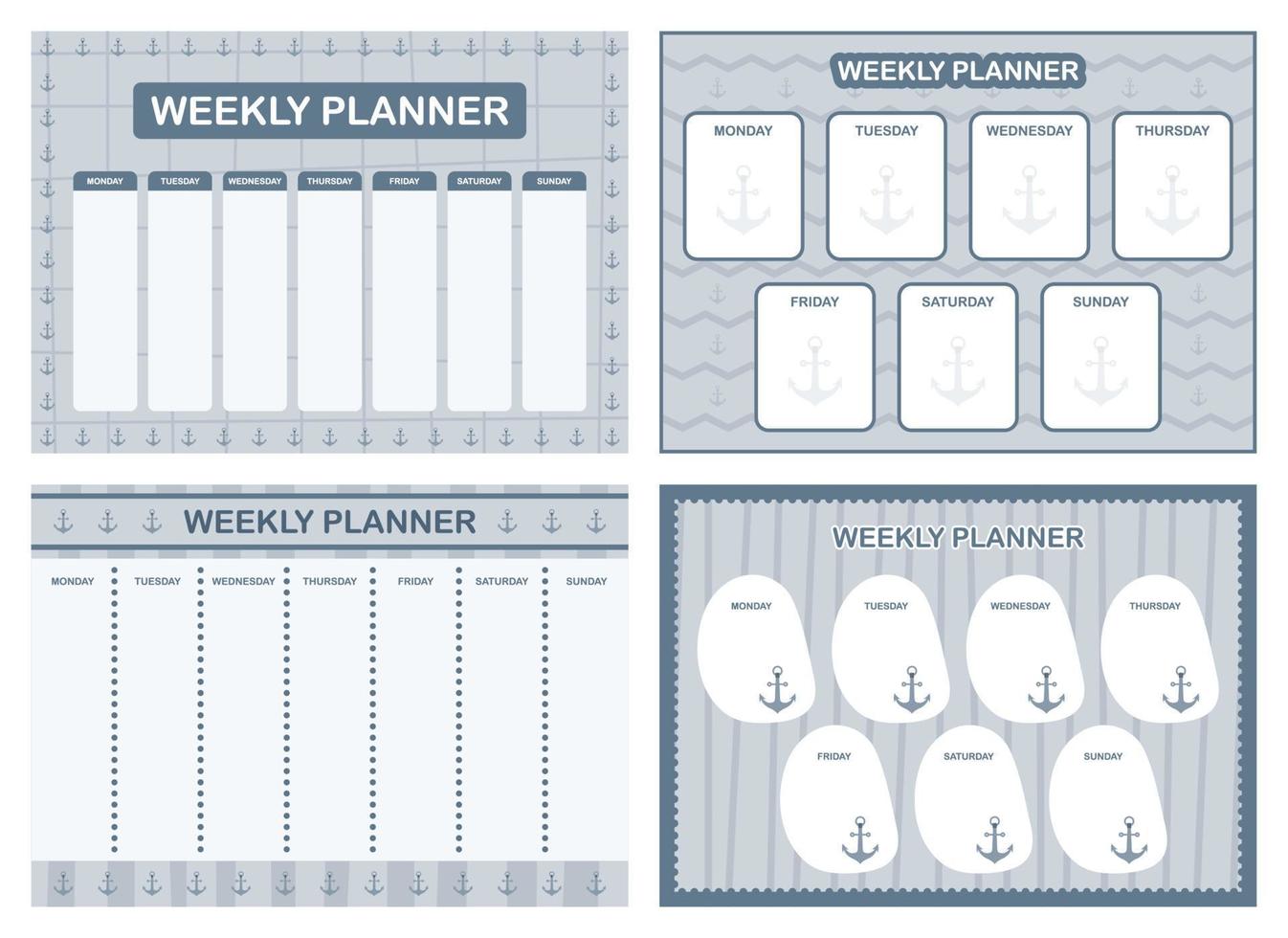 planificateur hebdomadaire, modèle de conception d'horaire pour enfants vecteur