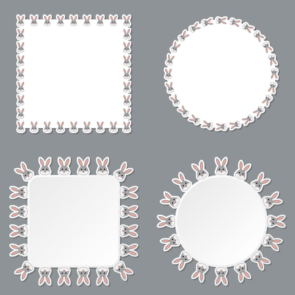lapin avec cadre pour bannière, affiche et carte de voeux vecteur