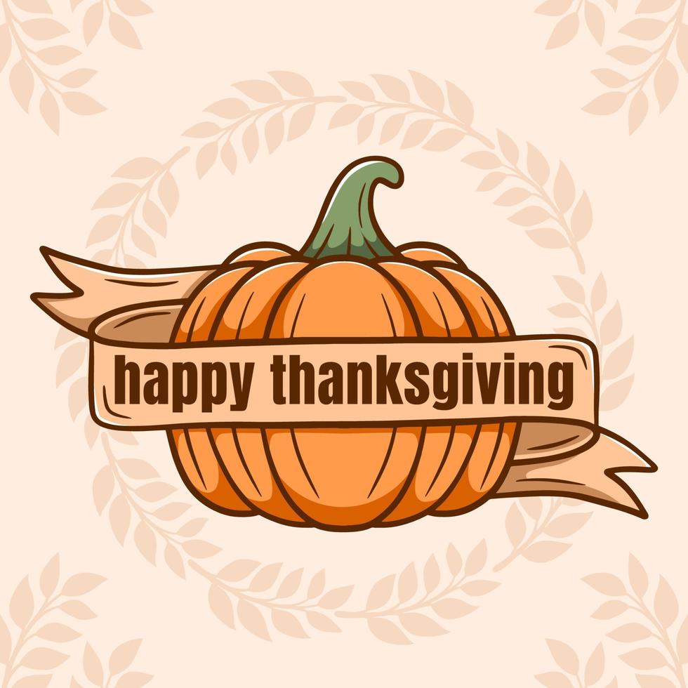 bannière du jour de thanksgiving avec citrouille dessinée à la main vecteur