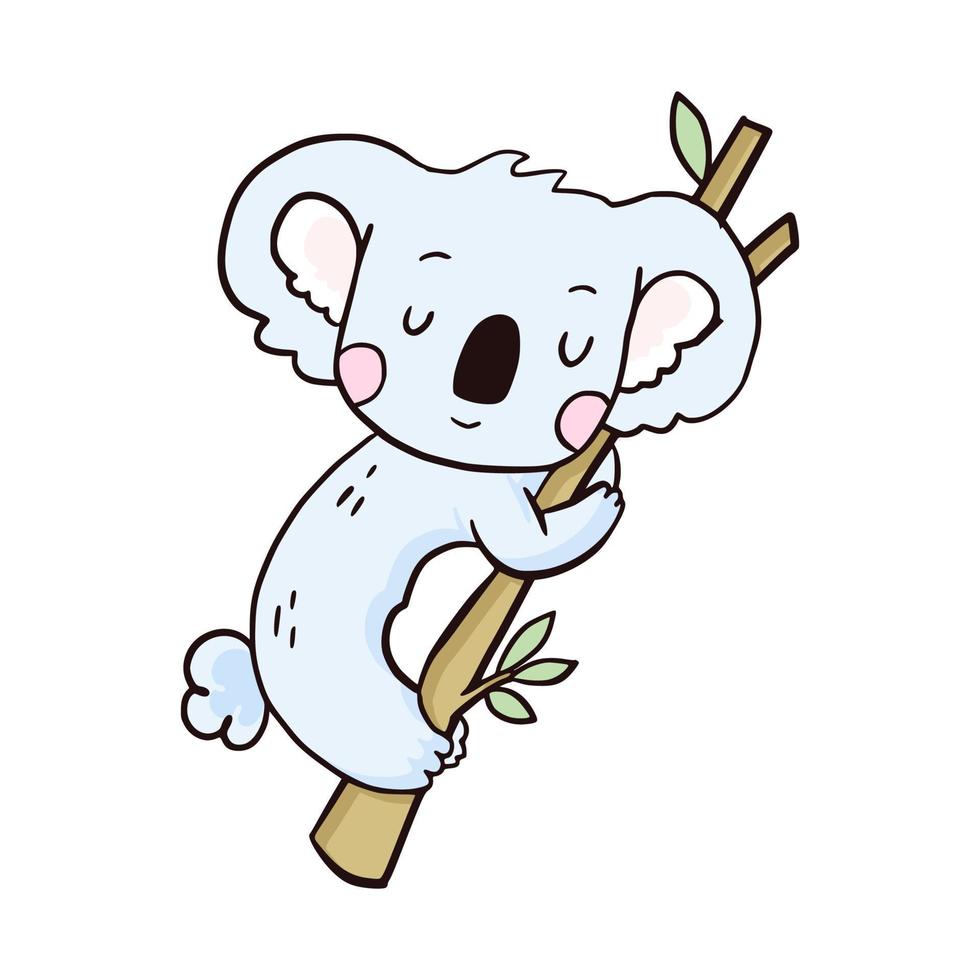 mignon bébé koala dormir dans la branche icône illustration dessin vecteur dessin animé