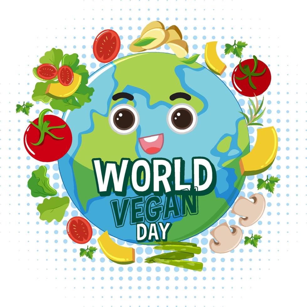 concept de logo de la journée mondiale des végétaliens vecteur