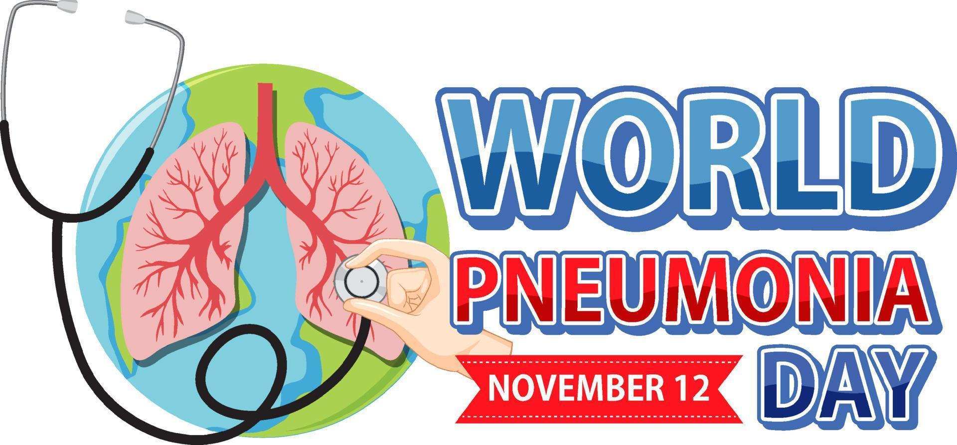 création du logo de la journée mondiale de la pneumonie vecteur