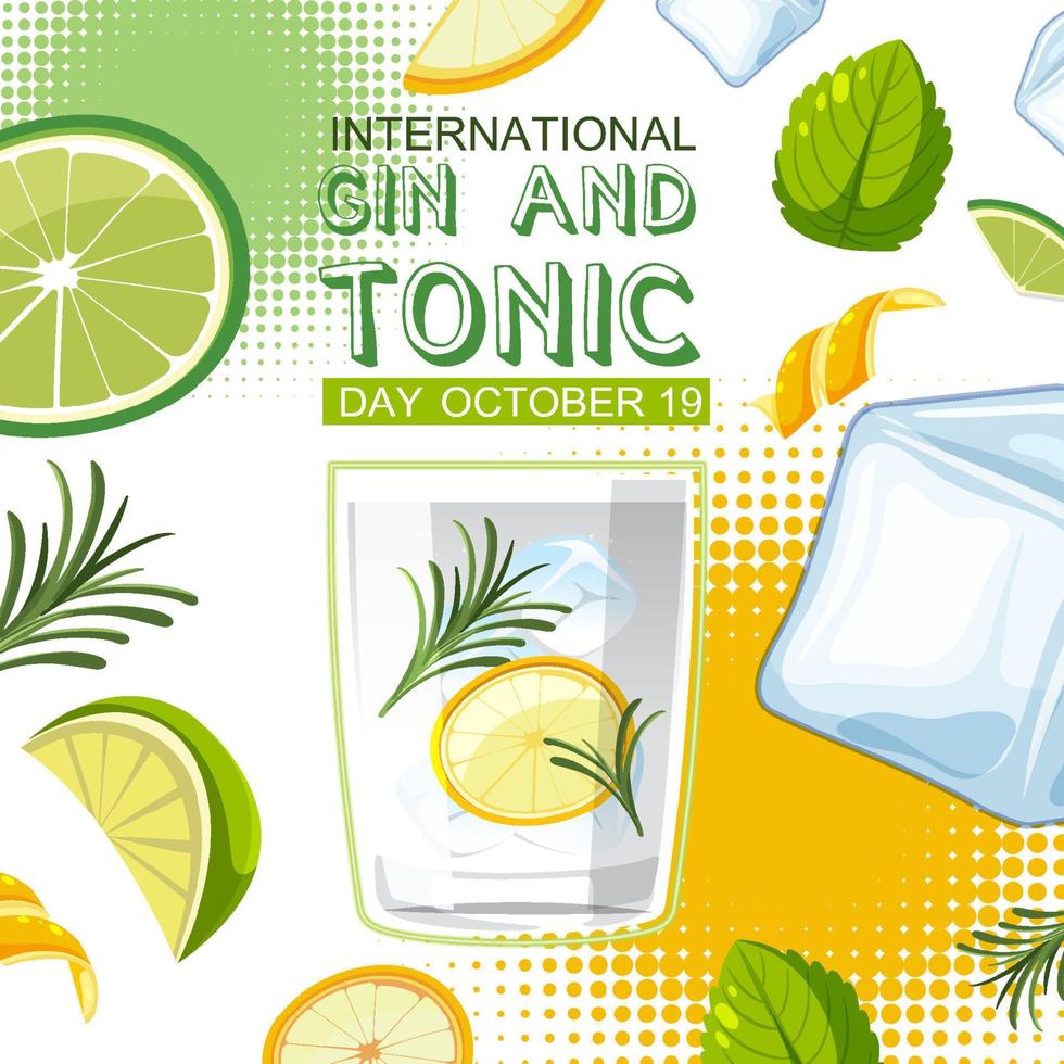 création du logo de la journée internationale du gin tonic vecteur