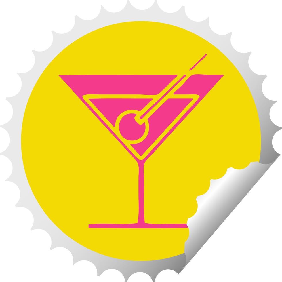 autocollant peeling circulaire dessin animé fantaisie cocktail vecteur
