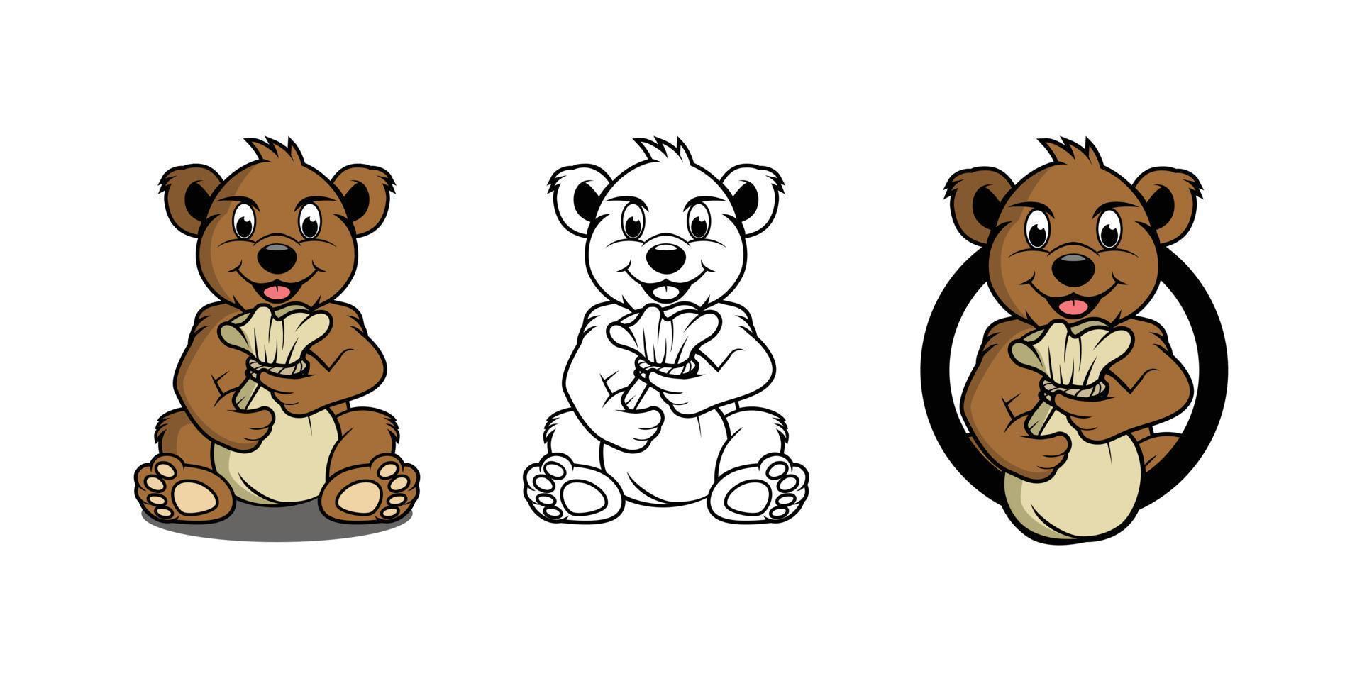illustration de conception de personnage de dessin animé ours vecteur