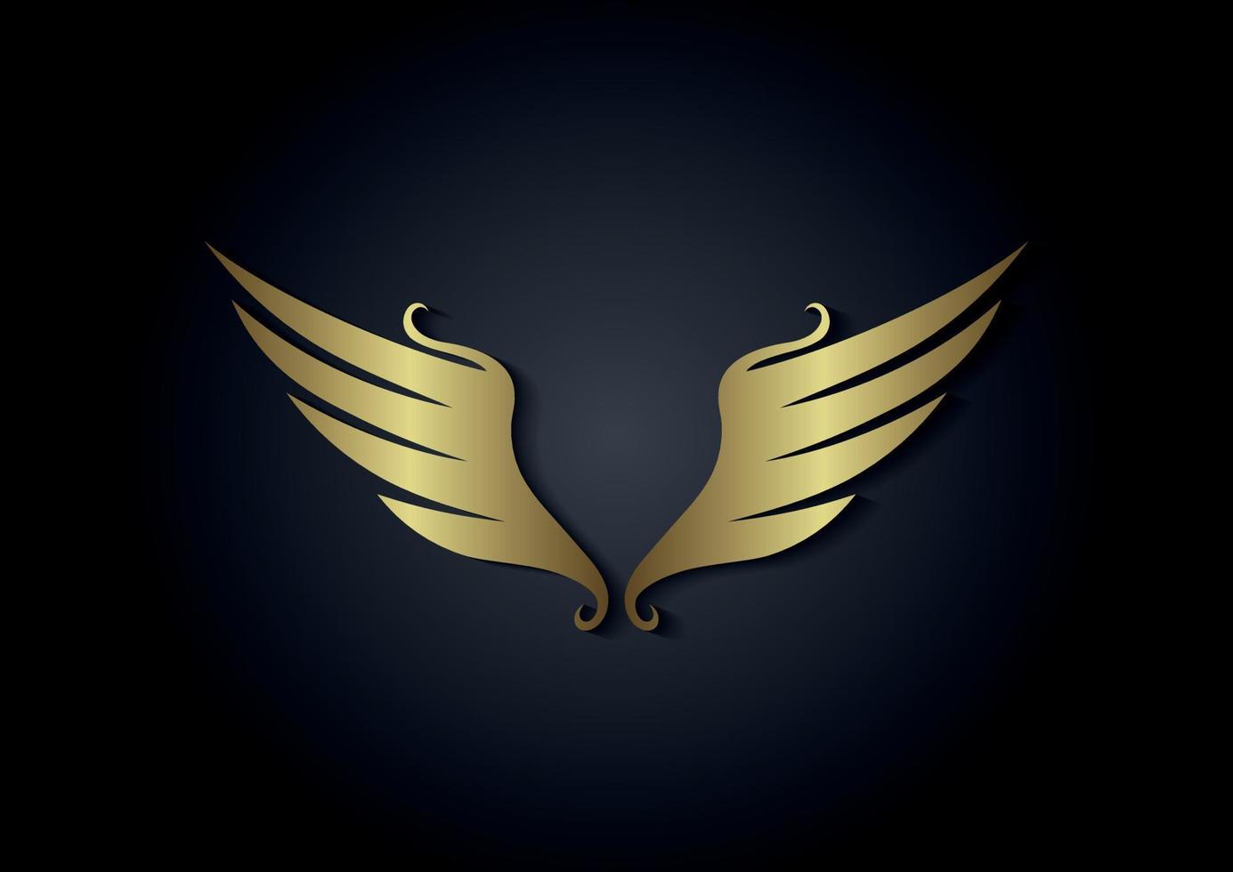 illustration vectorielle de maquette d'ailes de luxe dorées. conception d'ailes de maquette dorées vecteur
