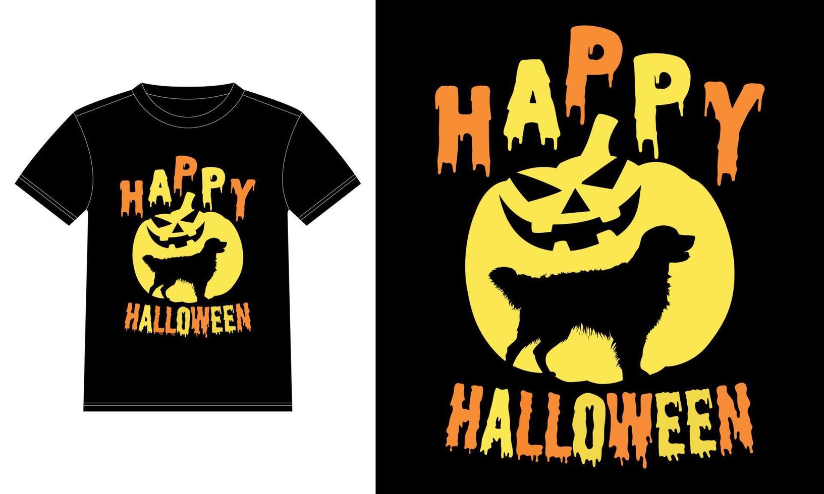 t-shirt golden retriever en citrouille drôle joyeux halloween vecteur