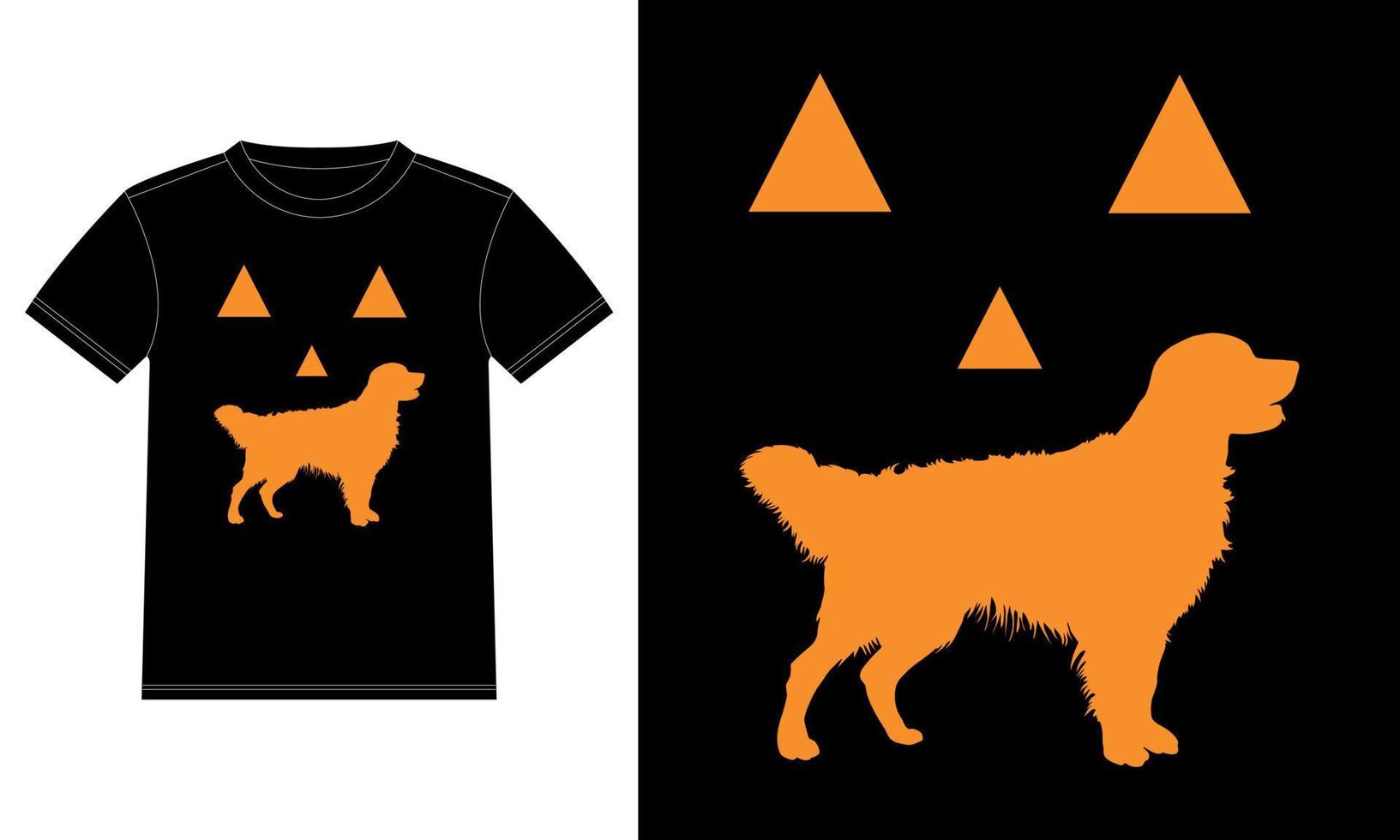 t-shirt d'halloween drôle de citrouille d'halloween de golden retriever vecteur