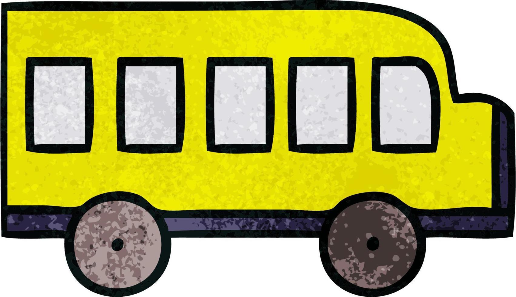 autobus scolaire de dessin animé texture grunge rétro vecteur