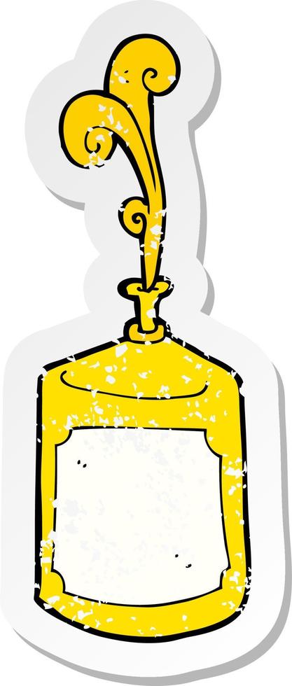 autocollant rétro en détresse d'une bouteille de moutarde éjacule de dessin animé vecteur