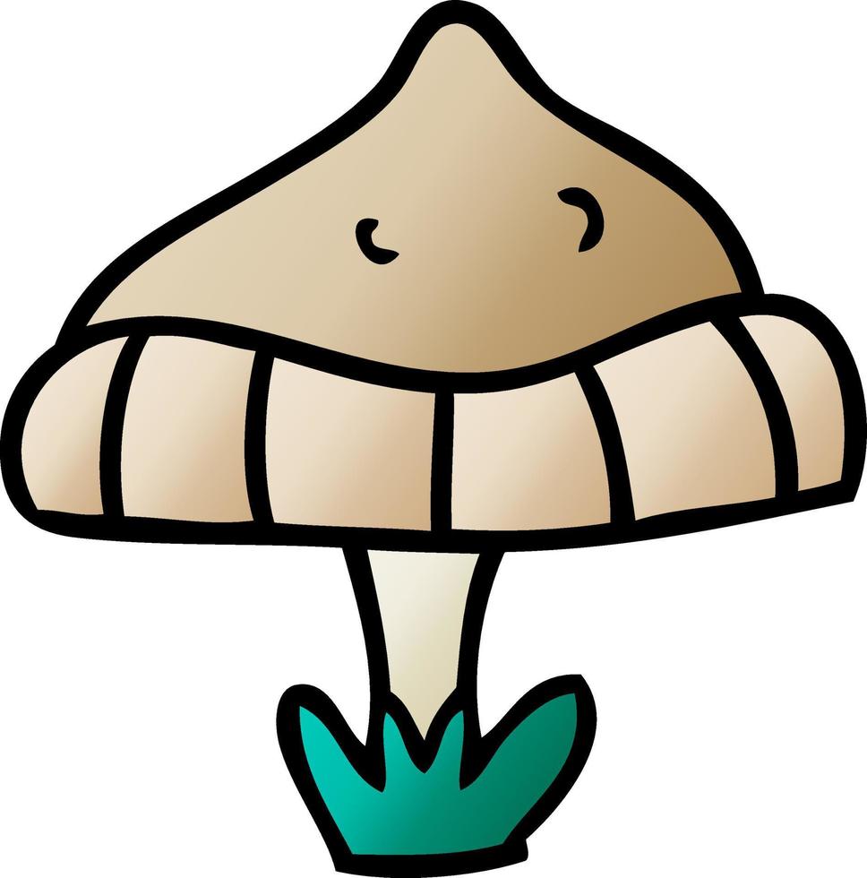 doodle cartoon dégradé d'un seul champignon vecteur