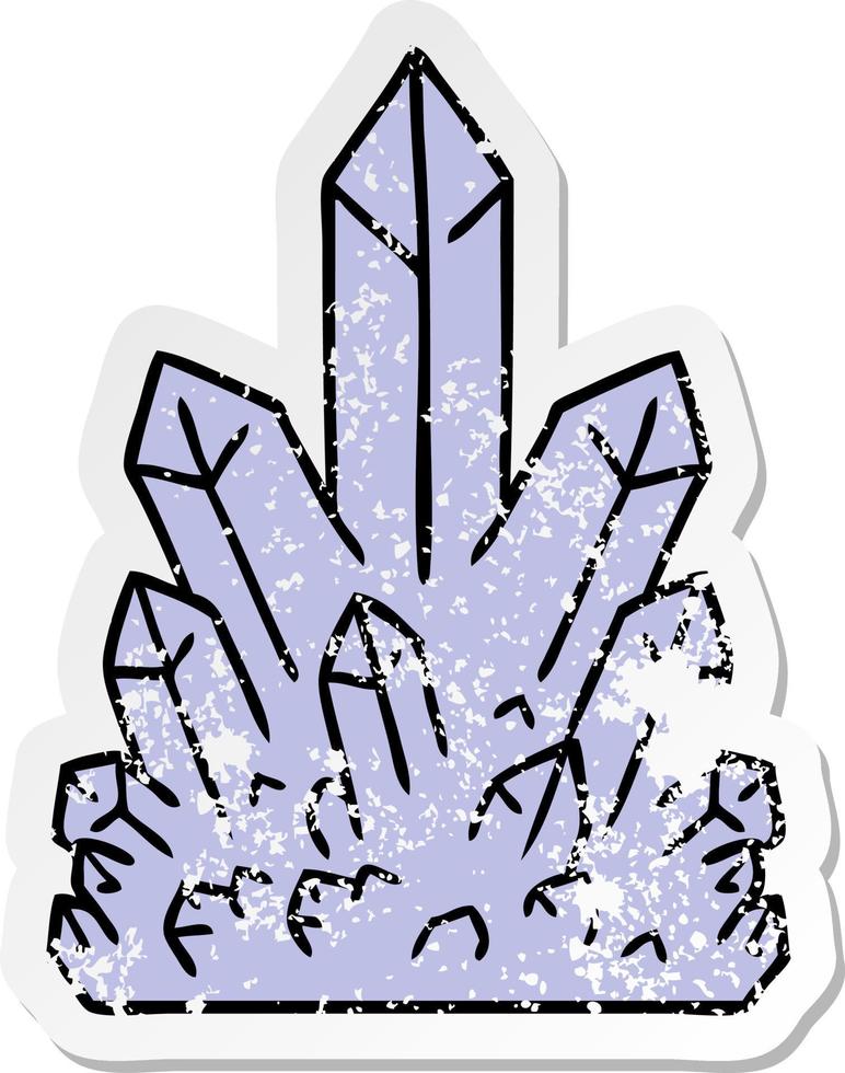 doodle dessin animé autocollant en détresse de gemmes de cristal vecteur