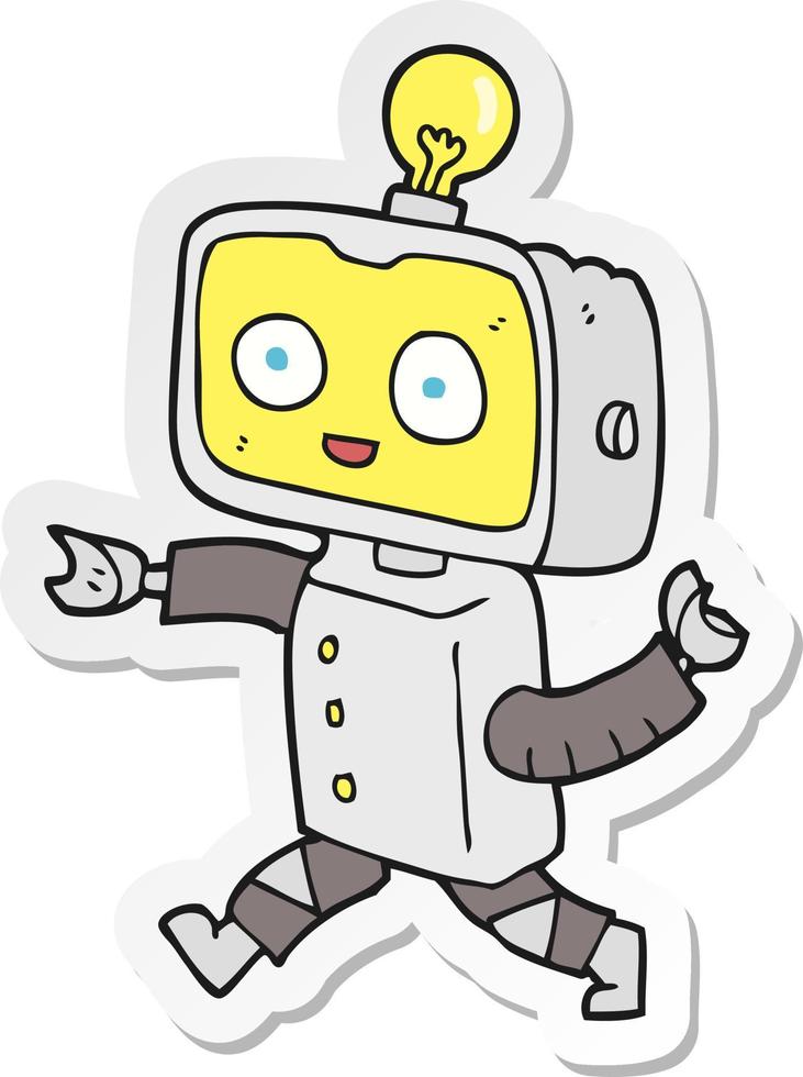 autocollant d'un petit robot de dessin animé vecteur