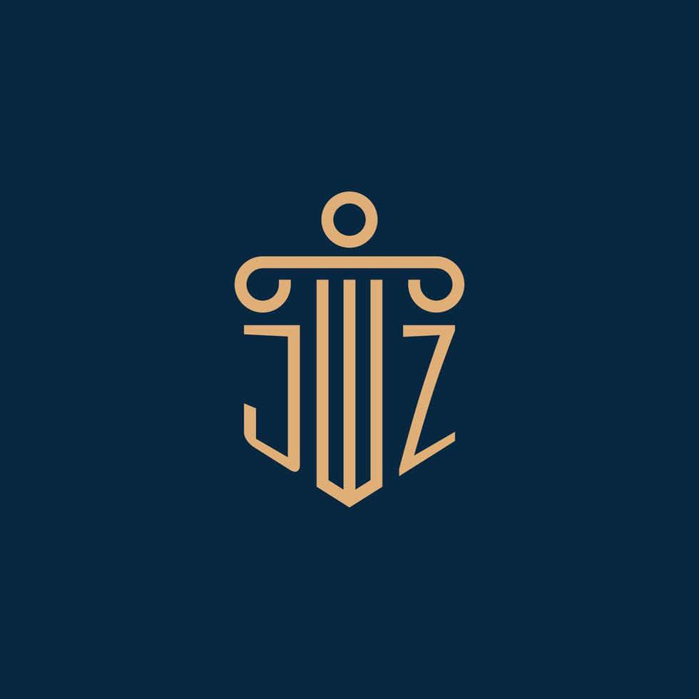 jz initial pour le logo du cabinet d'avocats, logo de l'avocat avec pilier vecteur