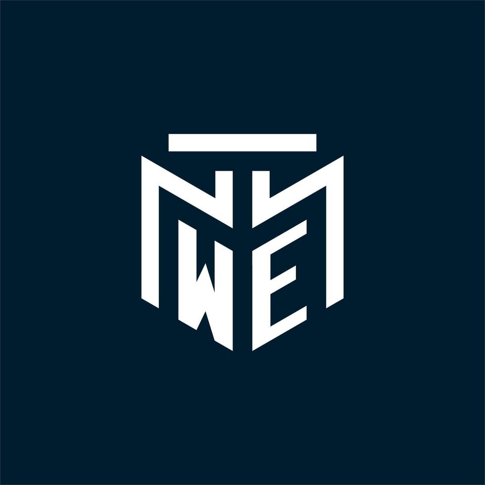 nous monogramme logo initial avec un design de style géométrique abstrait vecteur