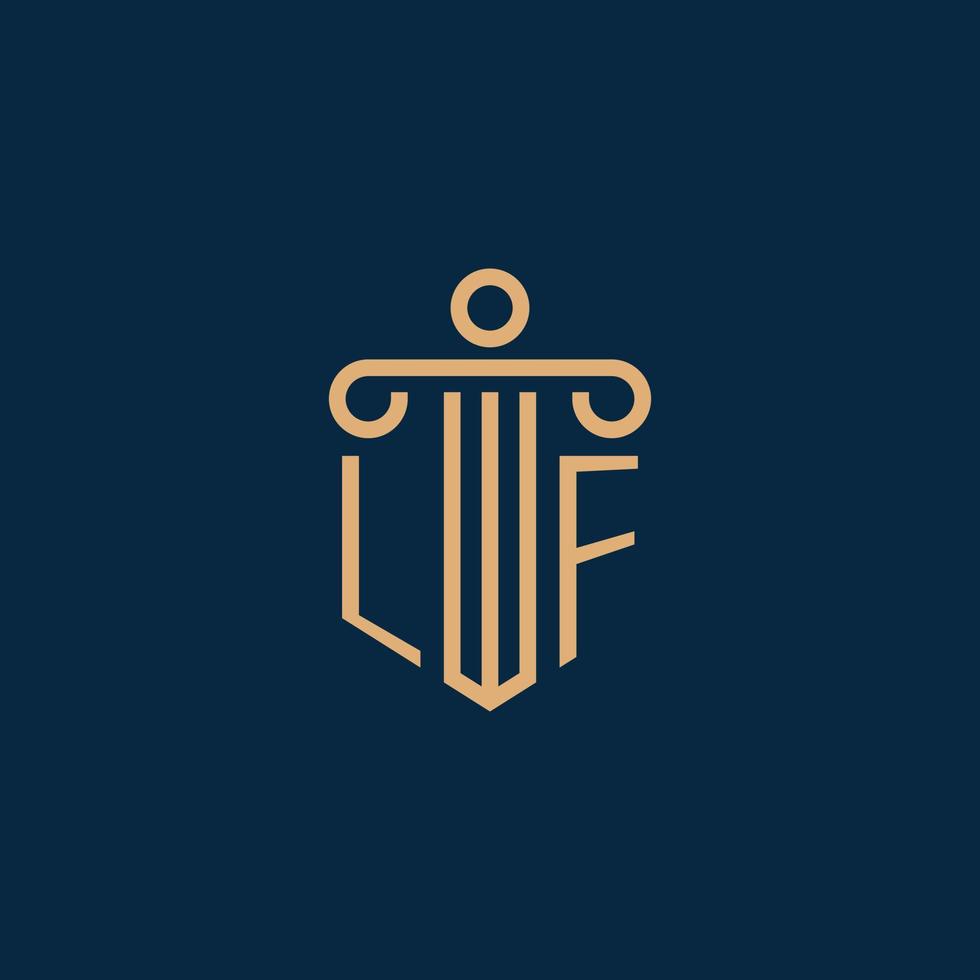 lf initiale pour le logo du cabinet d'avocats, logo de l'avocat avec pilier vecteur