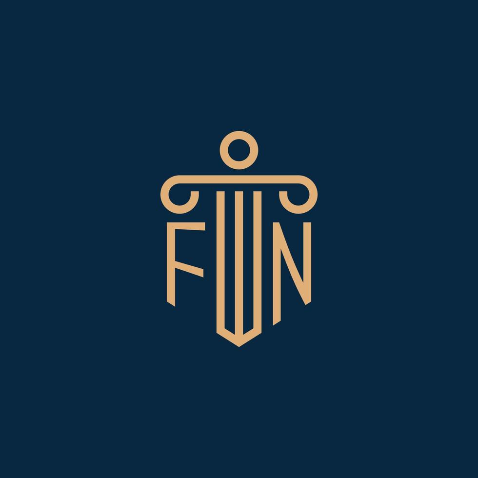fn initiale pour le logo du cabinet d'avocats, logo de l'avocat avec pilier vecteur
