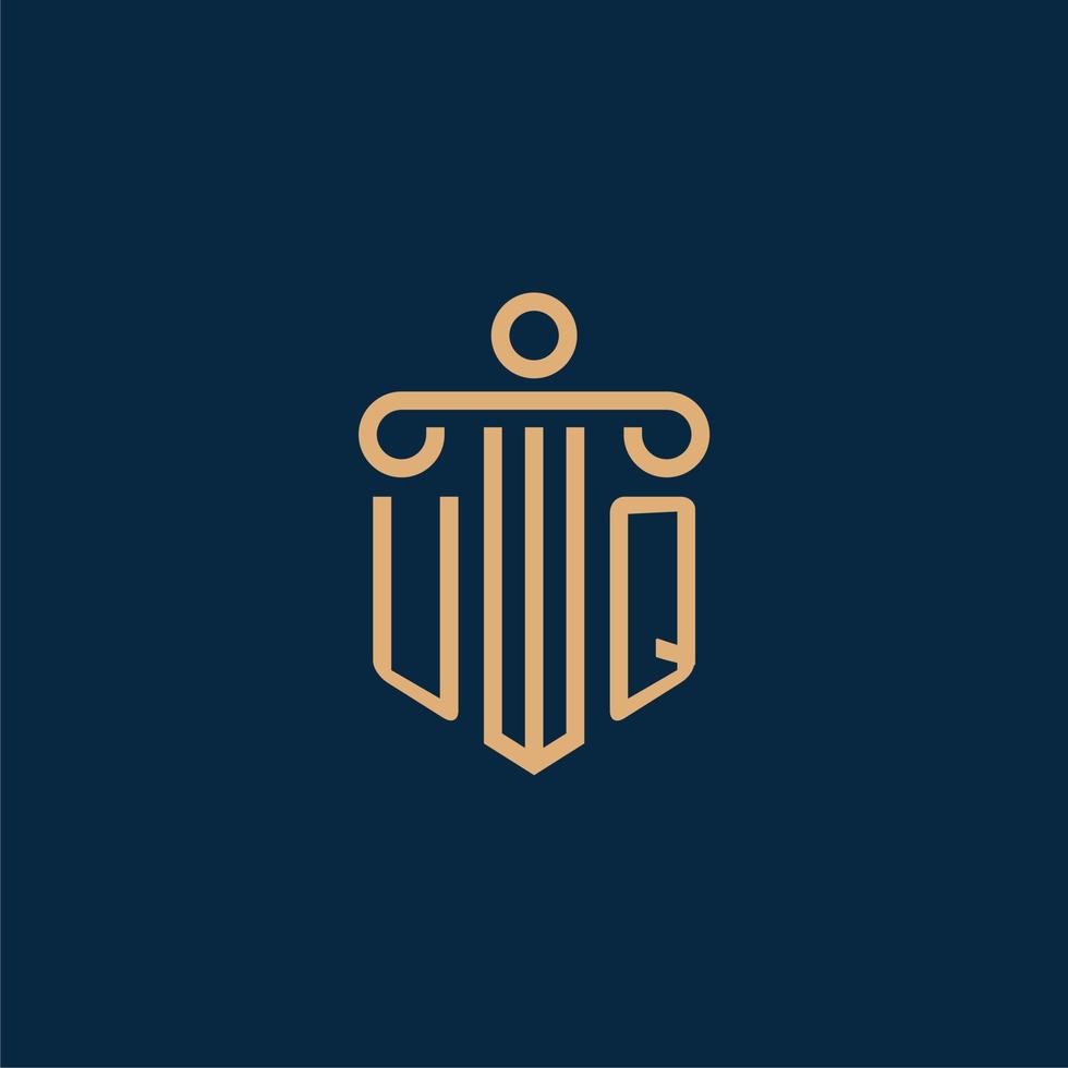 uq initiale pour le logo du cabinet d'avocats, logo de l'avocat avec pilier vecteur