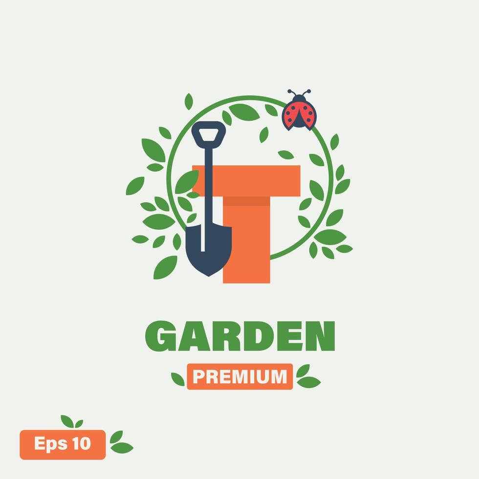 logo de l'alphabet de jardin t vecteur
