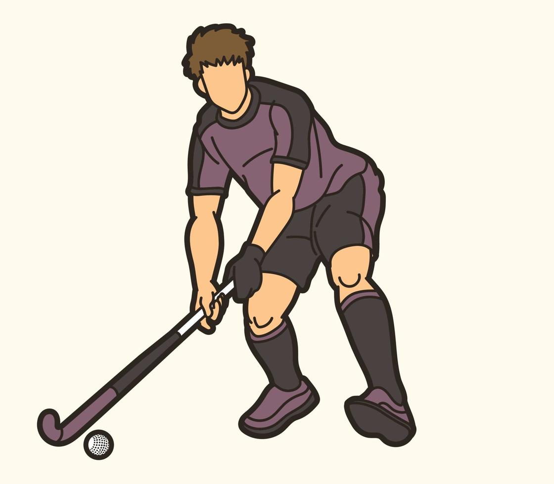 hockey sur gazon sport joueur masculin pose vecteur