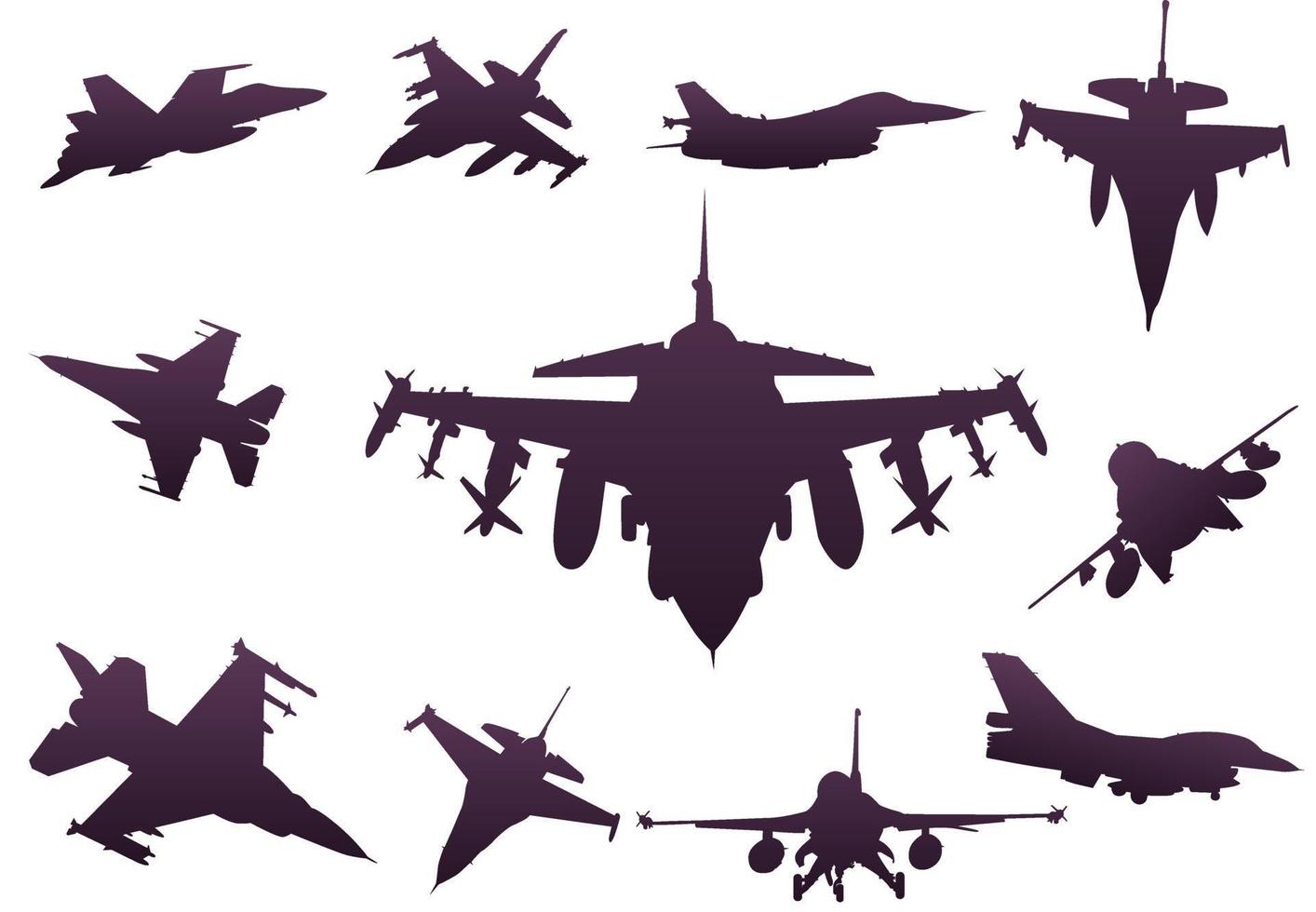 un ensemble de silhouettes d'avions de chasse vecteur