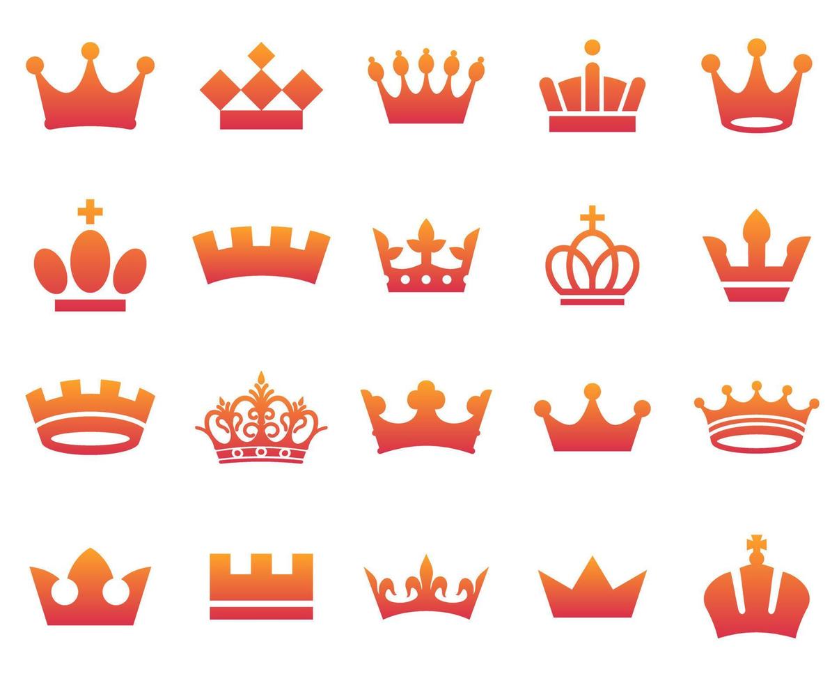 ensemble d'icônes, de symboles et d'éléments de la couronne vecteur