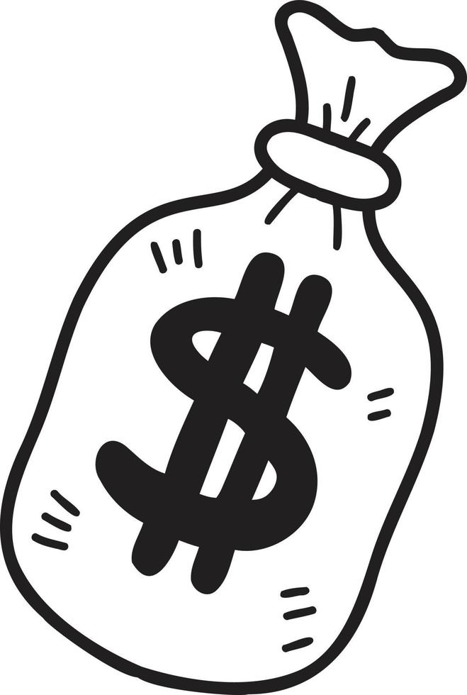 illustration de sac d'argent dessiné à la main vecteur