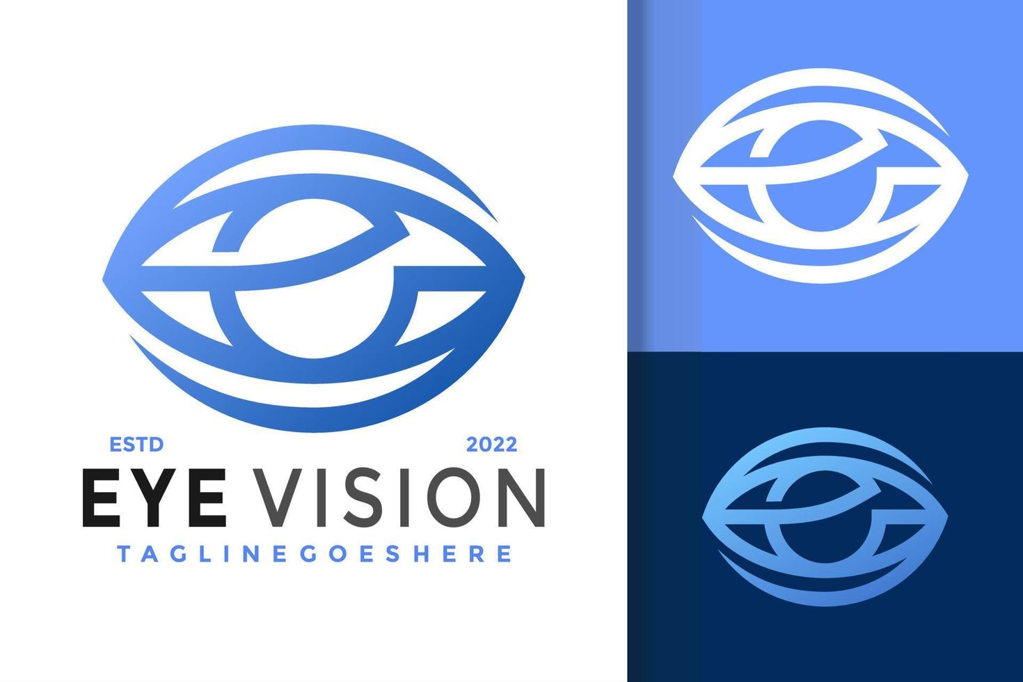création de logo e eye vision, vecteur de logos d'identité de marque, logo moderne, modèle d'illustration vectorielle de conceptions de logo