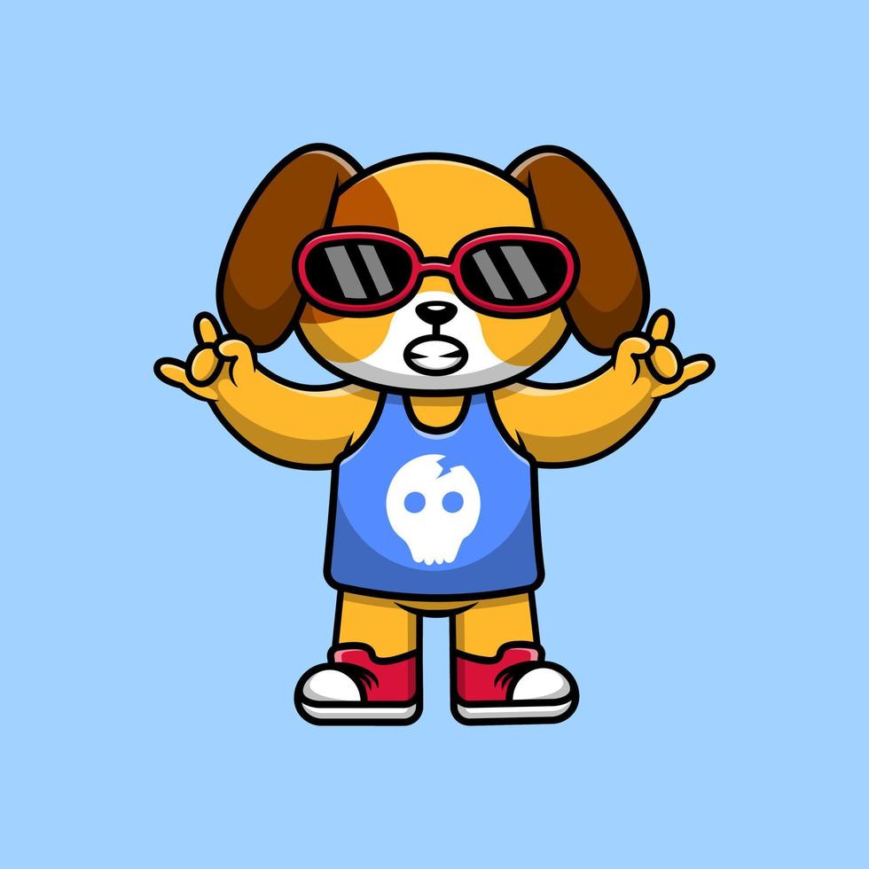 chien mignon portant maillot et lunettes illustration d'icône de vecteur de dessin animé. concept de dessin animé plat