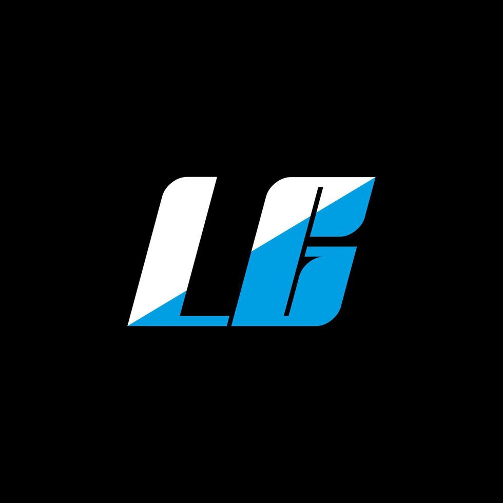 création de logo de lettre lg sur fond noir. concept de logo de lettre initiales créatives lg. conception d'icône lg. lg conception d'icône de lettre blanche et bleue sur fond noir. lg vecteur