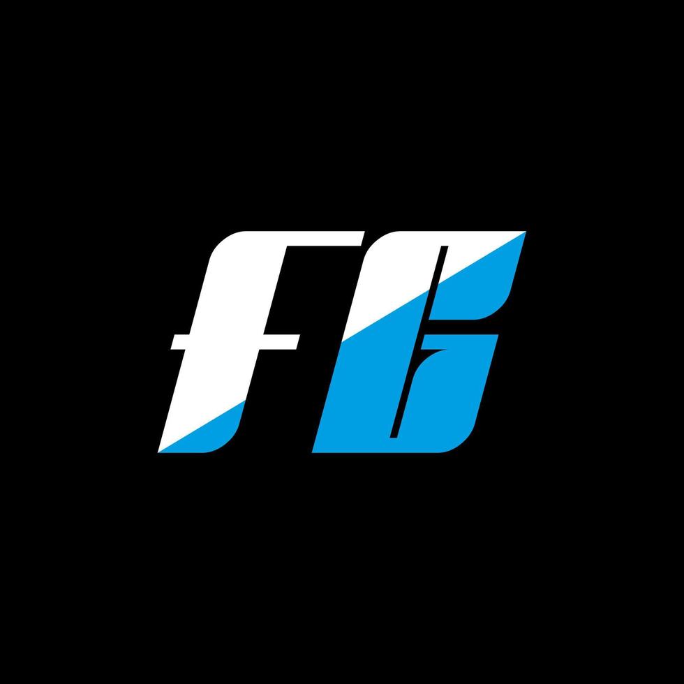 création de logo de lettre fg sur fond noir. fg creative initiales lettre logo concept. conception d'icône fg. fg conception d'icône de lettre blanche et bleue sur fond noir. fg vecteur